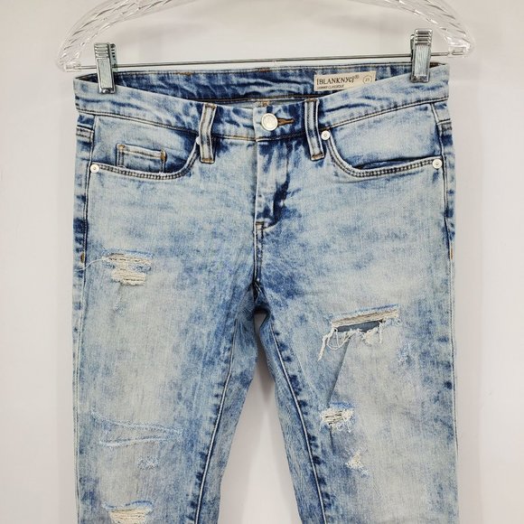 Blank NYC Skinny Classique Light Wash Acid Distressed Jeans Size 25 - Picture 6 of 9